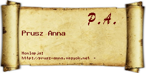 Prusz Anna névjegykártya